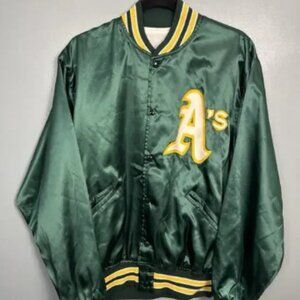 Vintage 80’s Oakland A’s MLB Baseball Stadium Bomber Jacket Large Bay Area Felco
